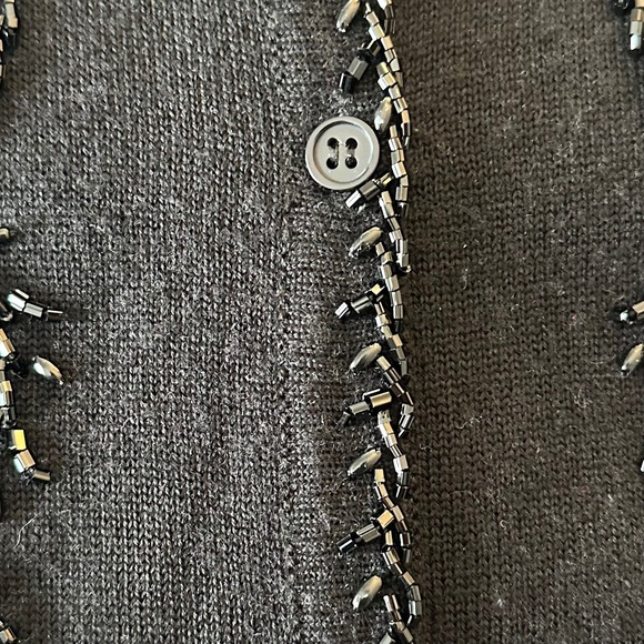 Vintage 90s C. Webb Co Black Beaded Leaf Cardigan Sweater Women's Size L Femme - Picture 9 of 11